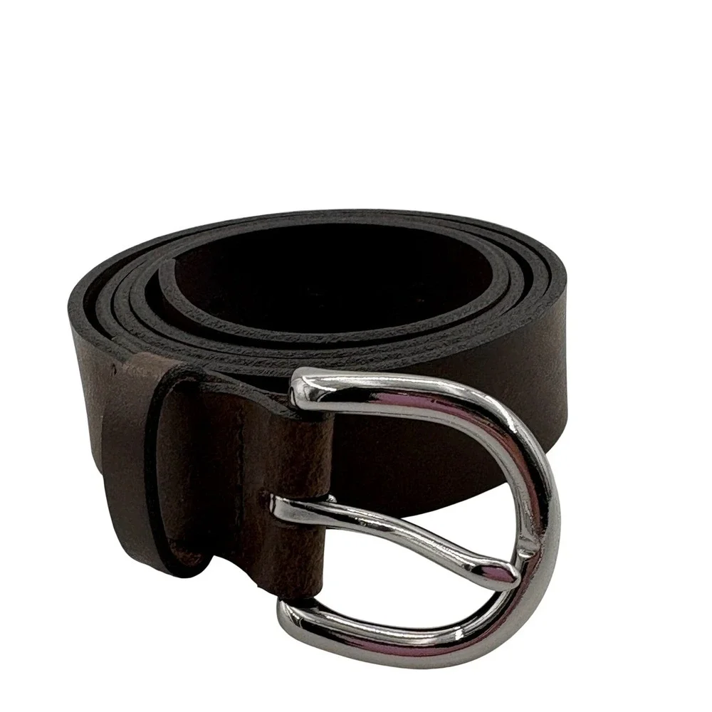 GAP Vintage Dark Brown Leather Belt L 36 38 Silver Horseshoe Buckle Unisex USA
